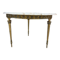 Louis XVI Style Marble Top and Brass Cocktail Table