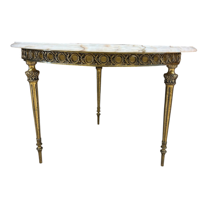 Louis XVI Style Marble Top and Brass Cocktail Table