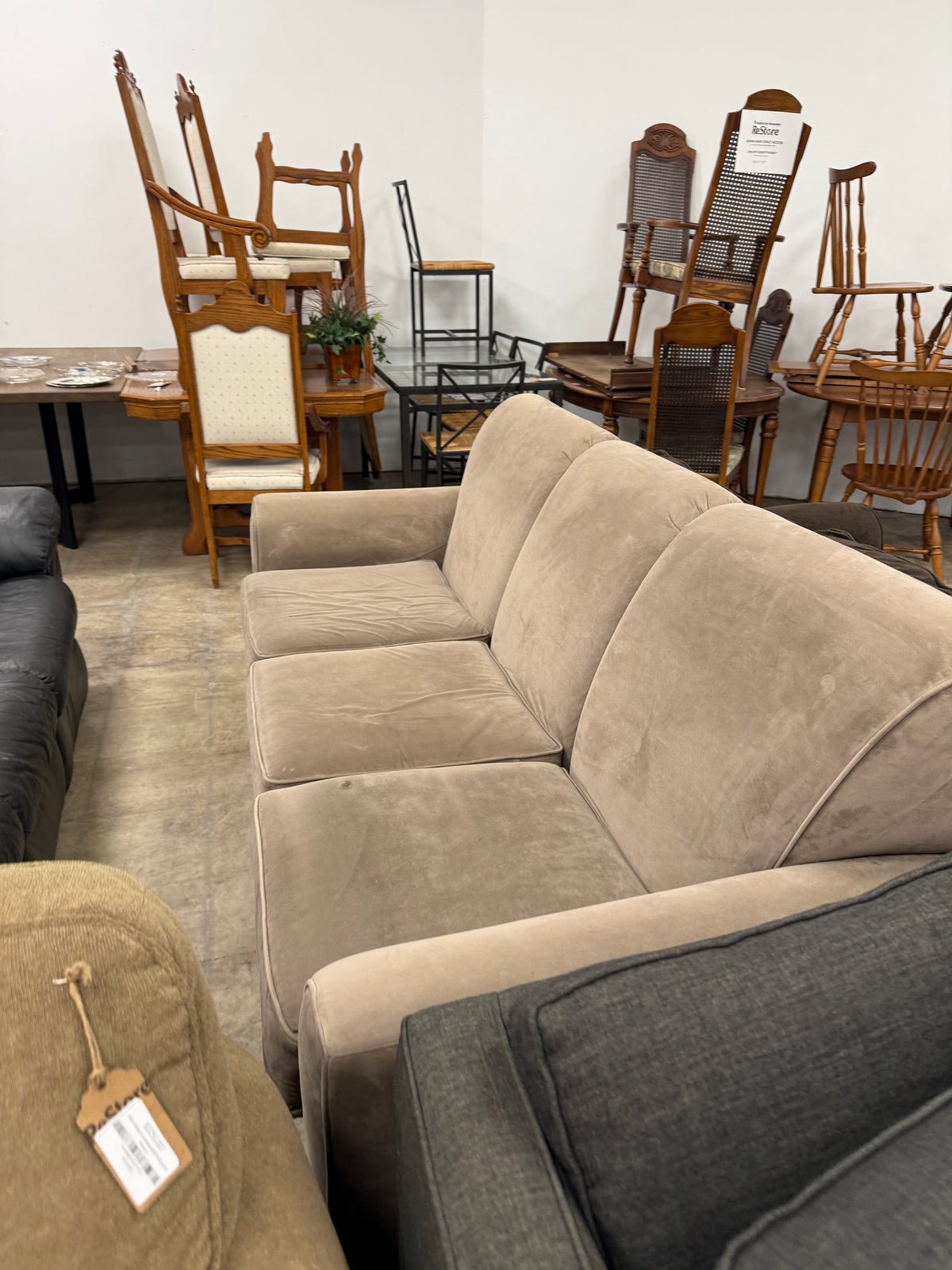 Beige 3-Seater Fabric Sofa