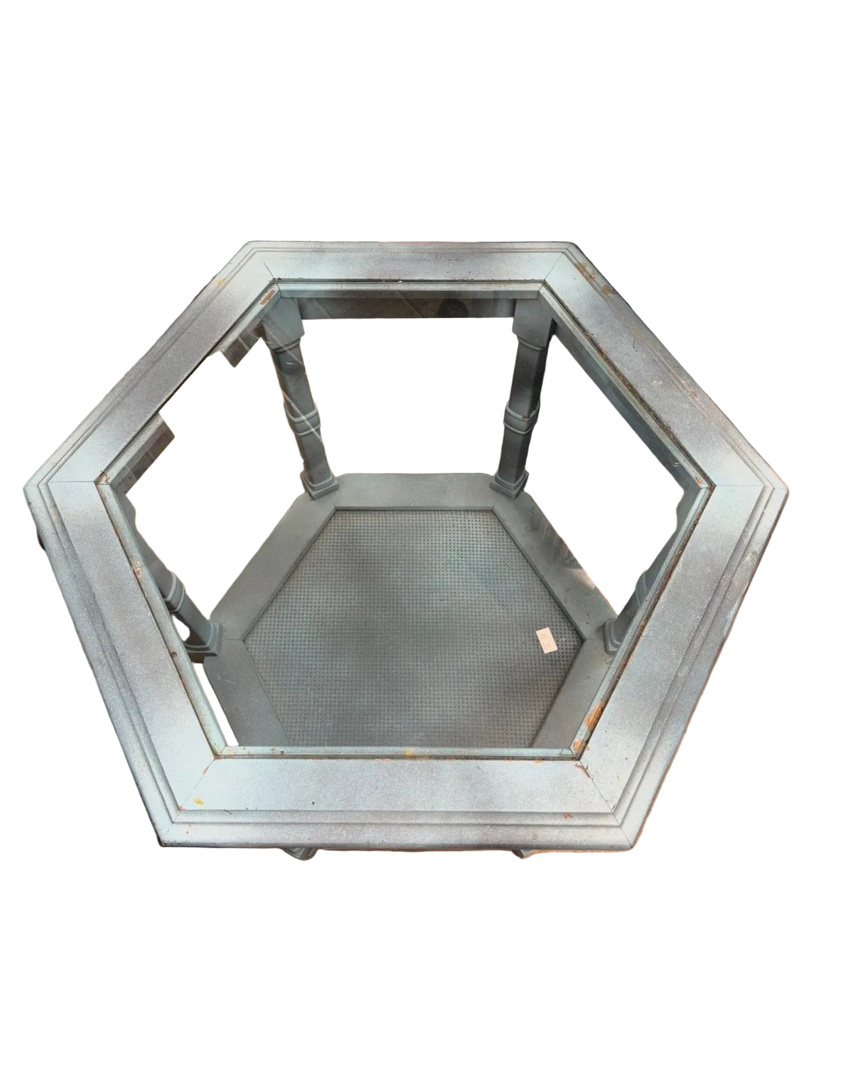 Vintage Light Blue Octagonal Accent Table