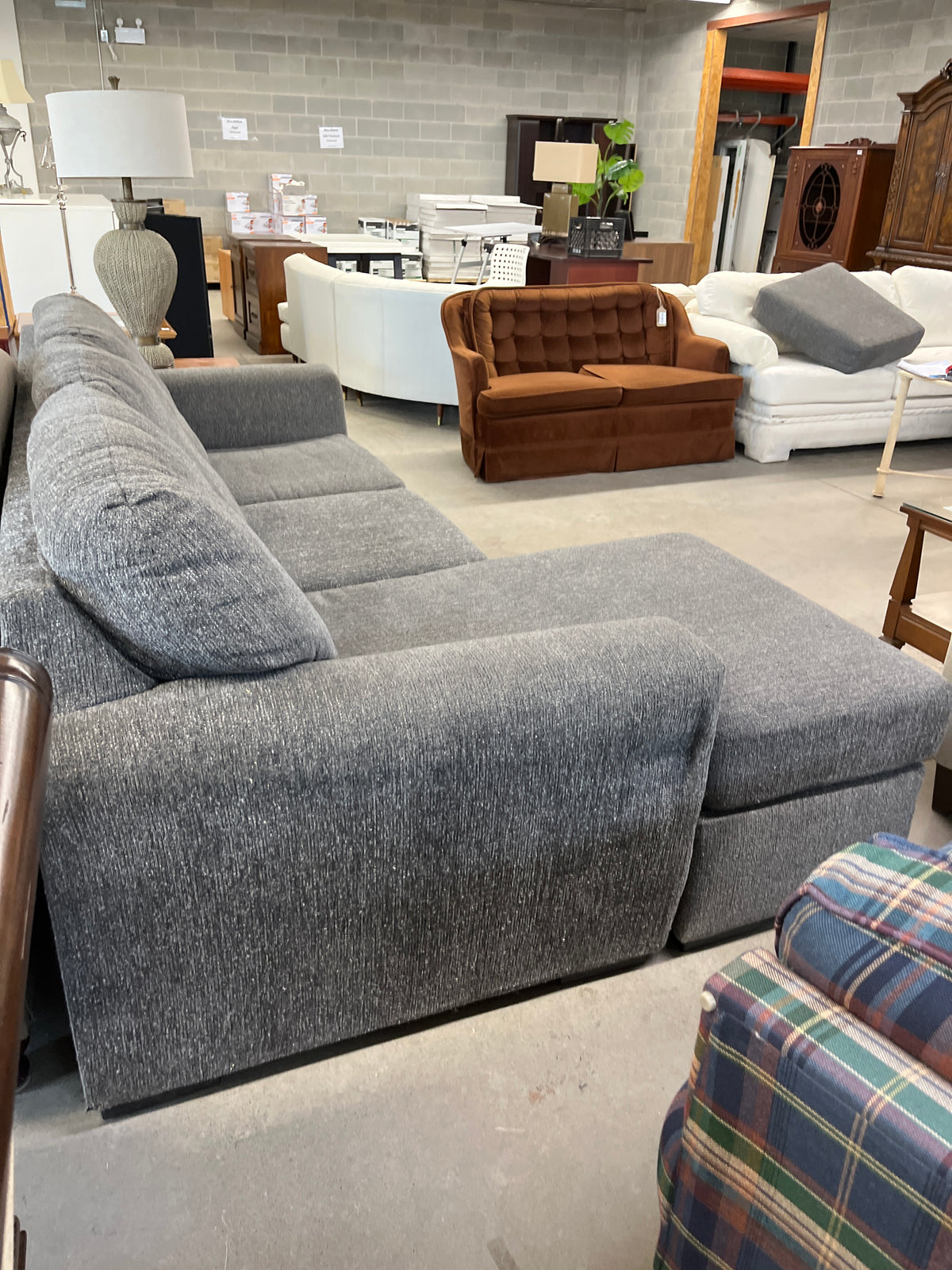 96" Convertible Grey Chenille Sofa