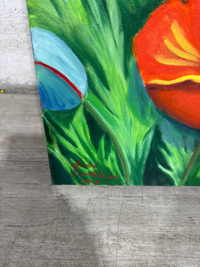 Poppies & Blue Sky - Acrylic on Canvas