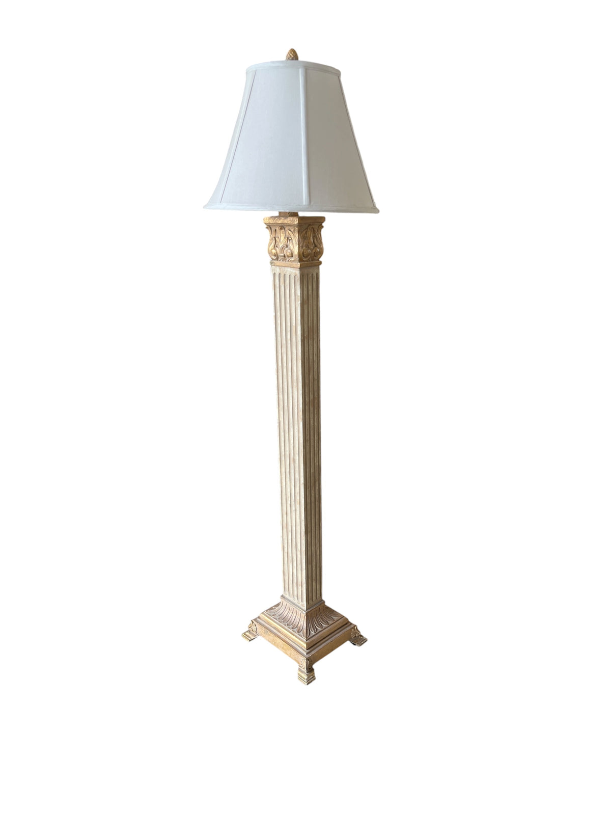 Neoclassical Style Pillar Lamp with Antique Gold Finish
