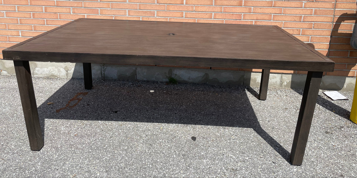 Metal Patio Table with 6 Light Gray Chairs