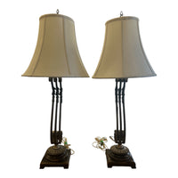 Traditional Table Lamps w/ Beige Lamp Shades (Set of 2)