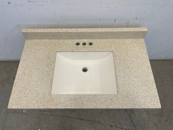 Beige and Dot Tone Vanity Top 37 in. W x 22 in. D