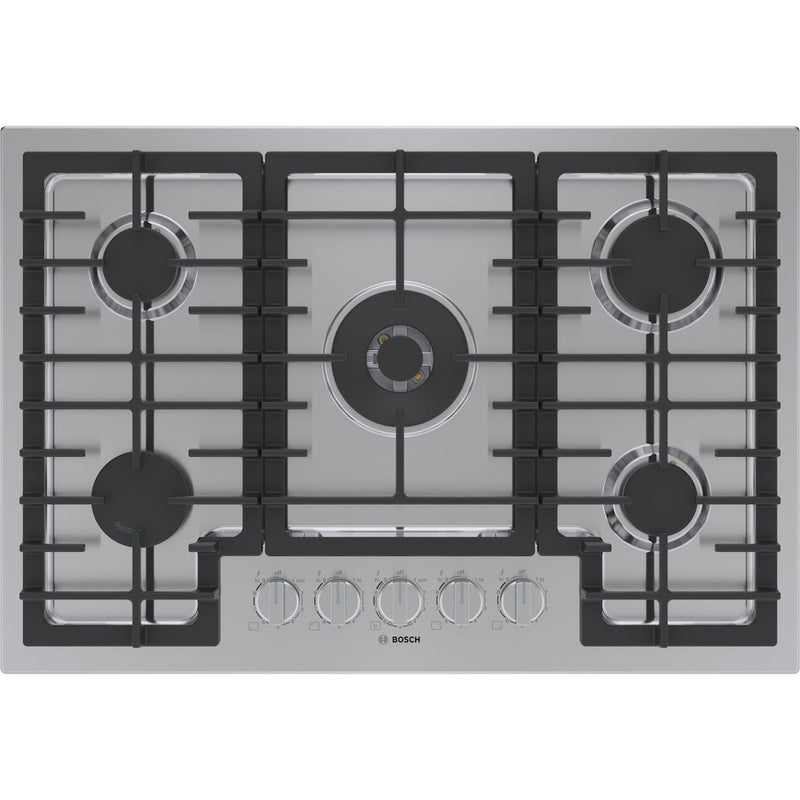 Bosch 800 Series 30-Inch Full Gas Stainless Steel Cooktop with 5 Burners