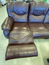 Deep Brown Leather-look 3-Seat Recliner Sofa