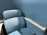 Blue Office Cubicles + foot stool