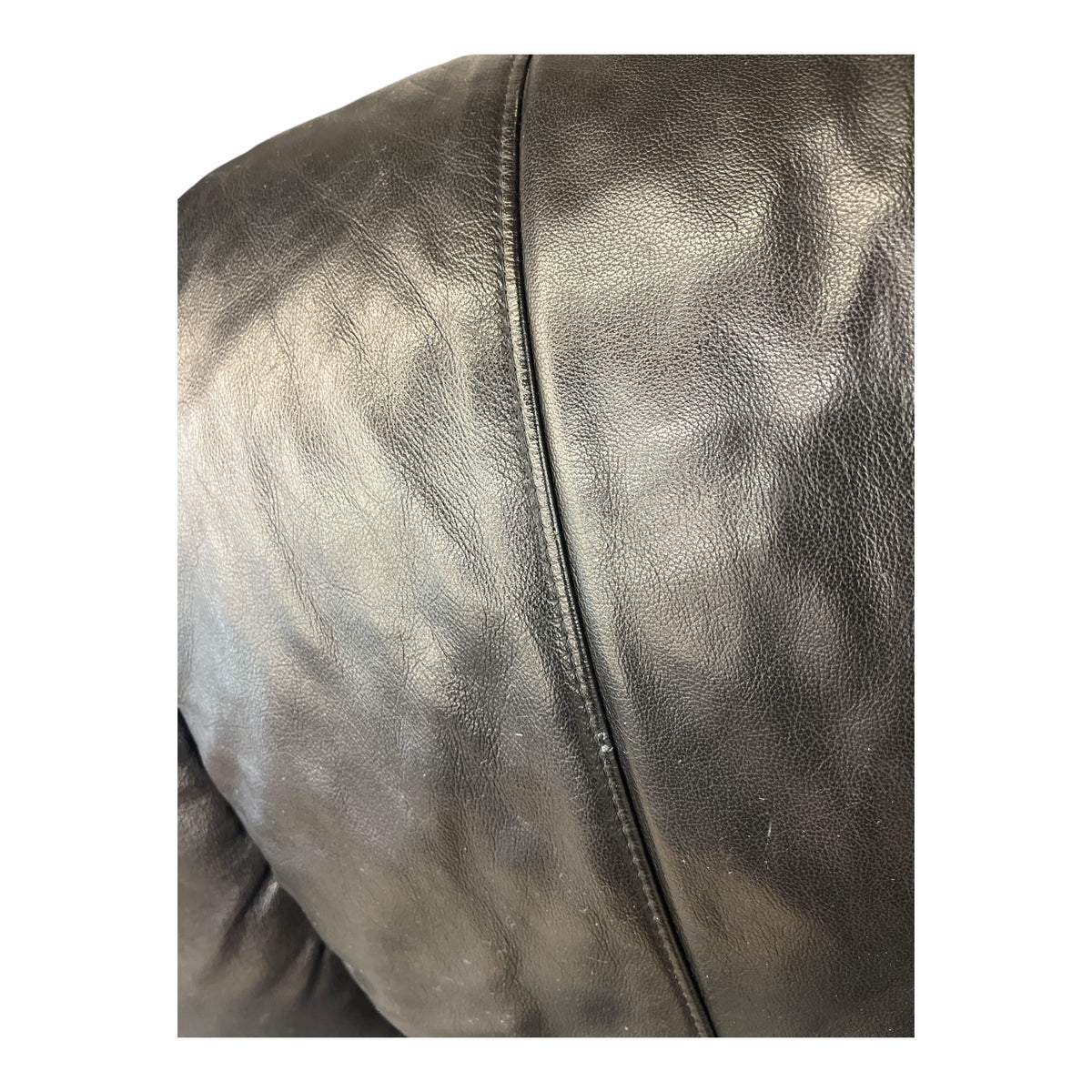 Black Leather 2-Seater Loveseat Sofa