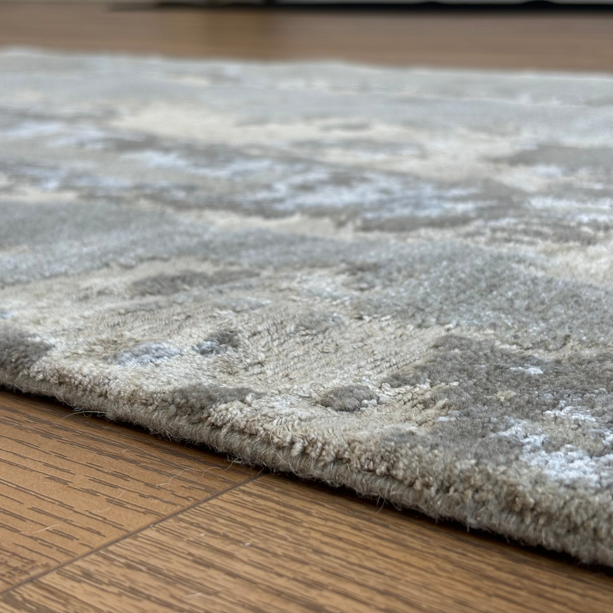 3x5-ft Desert Smoke Area Rug, Wool and Bamboo Silk, 2-0105302