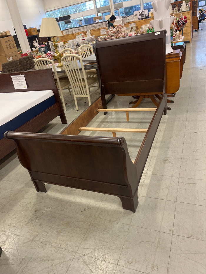 Single Brown Wooden Bedframe