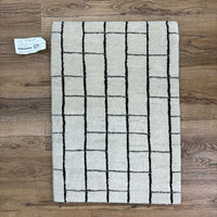 2x3-ft Blipmarks Neutral Laura Kirar Rug, 100% Wool, 2-0094104
