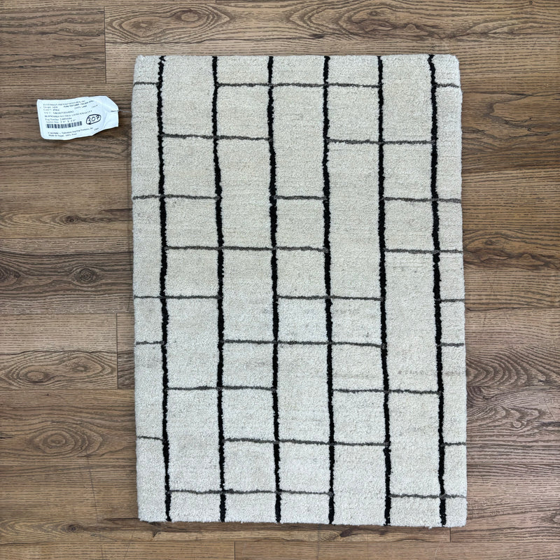2x3-ft Blipmarks Neutral Laura Kirar Rug, 100% Wool, 2-0094104