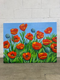 Poppies & Blue Sky - Acrylic on Canvas
