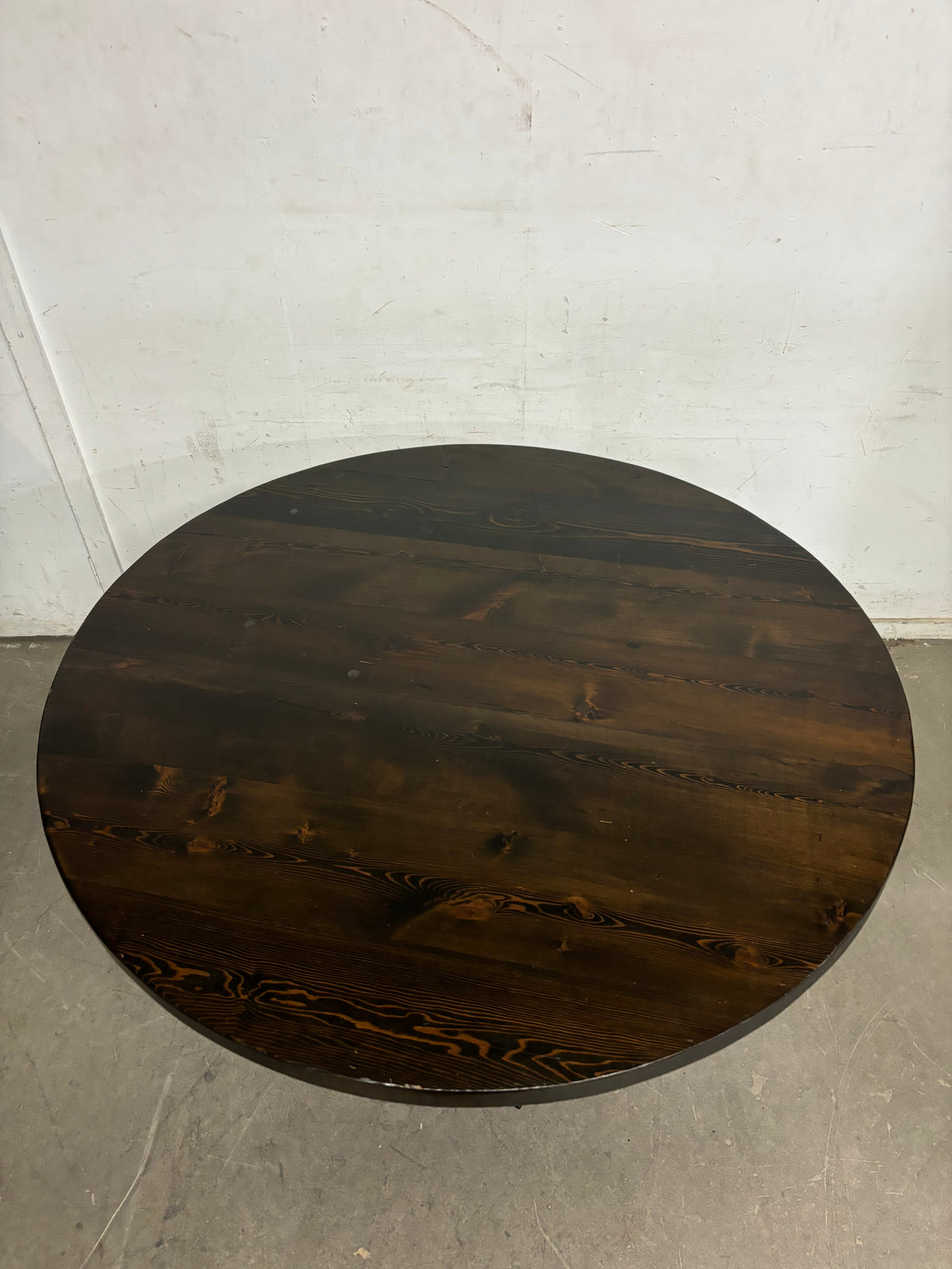 54”Dia Brown Round Dining Table with Crossed Legs