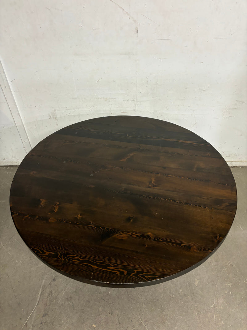 54”Dia Brown Round Dining Table with Crossed Legs