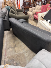 Black Leather 3-Seater Sofa