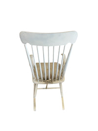 White Solid Wood Rocking Chair with Cushion