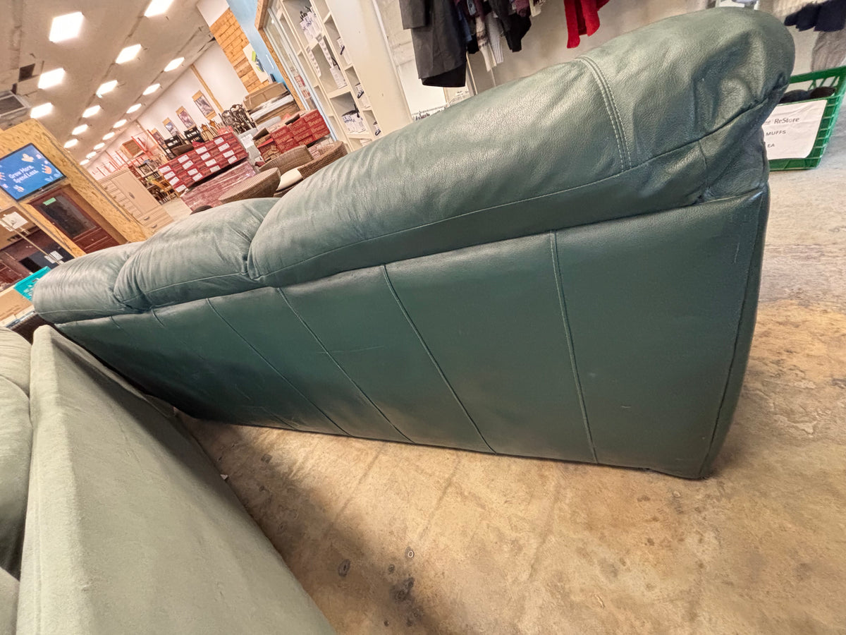 Forest Green Leather 3-Seater Sofa