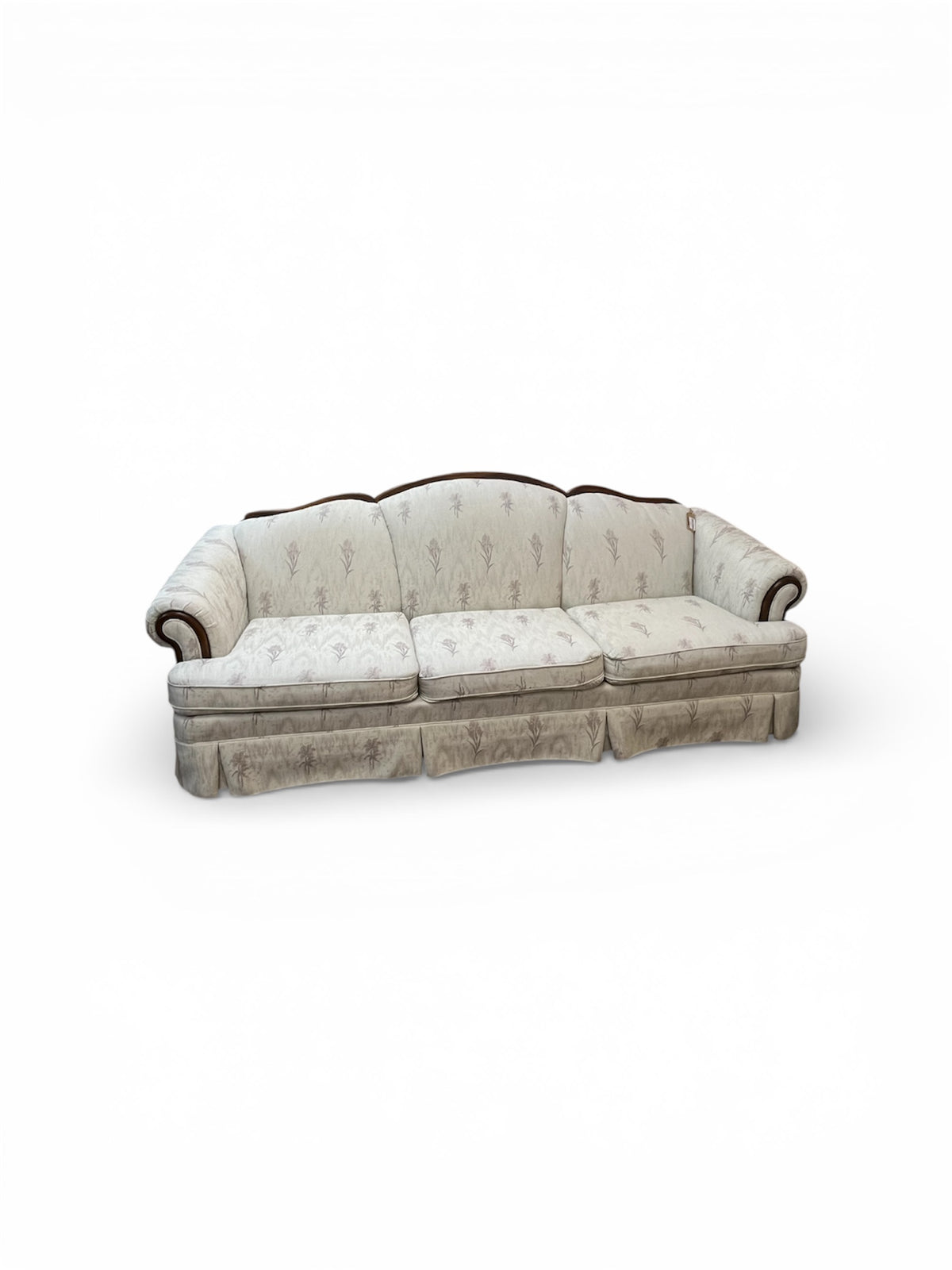 3 Seater Sofa with Wood Trim & Skirted Base