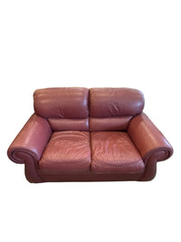 Burgundy Faux Leather Loveseat