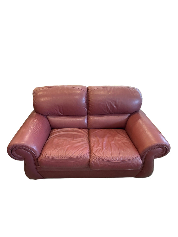 Burgundy Faux Leather Loveseat