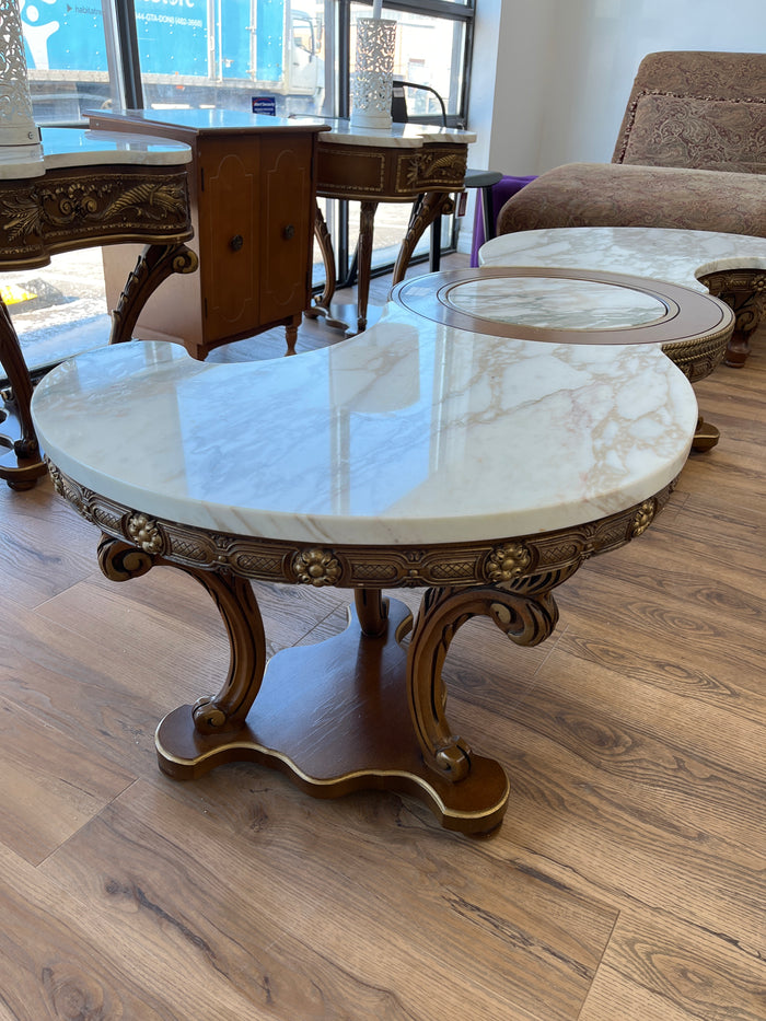 Vintage Ornate Marble-Top Coffee Table