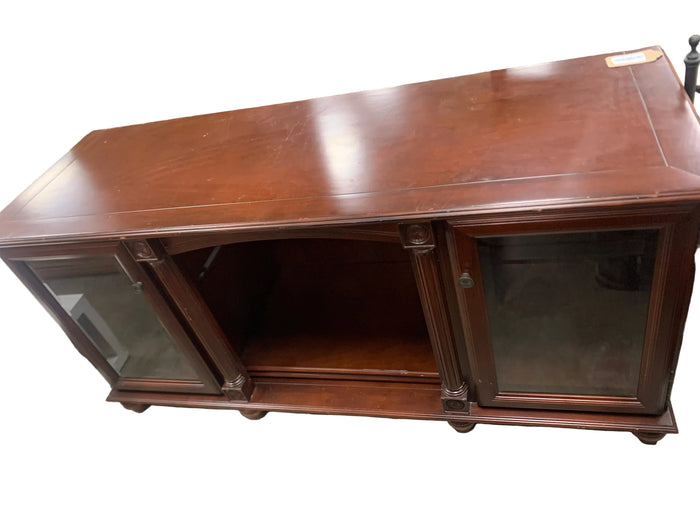 Mahogany TV Stand With Glass Doors