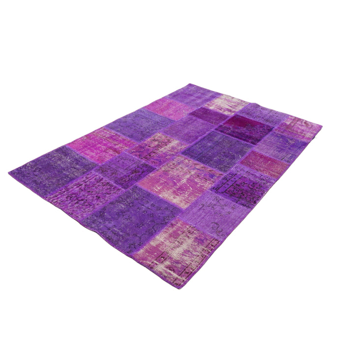 6x9-ft Wool Blend Area Rug, Oushak Purple Patterned