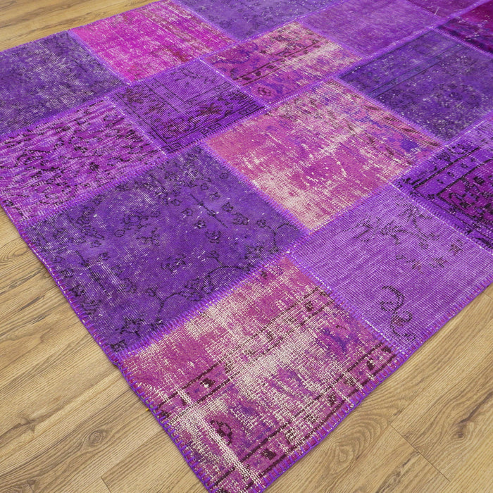 6x9-ft Wool Blend Area Rug, Oushak Purple Patterned
