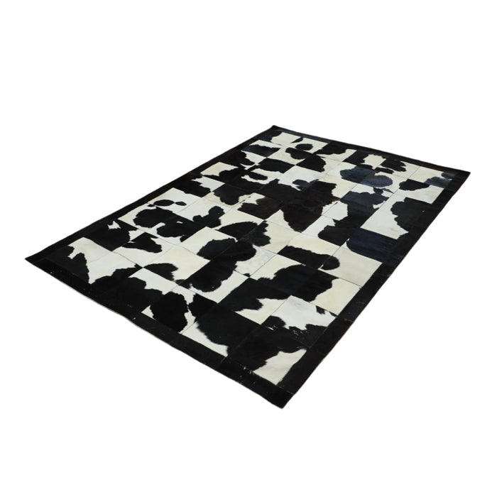 8x10-ft Jute with Rubber Back Outside Rug, Black & White Tiles