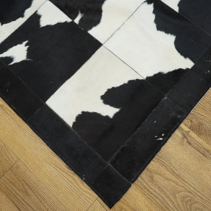 8x10-ft Jute with Rubber Back Outside Rug, Black & White Tiles