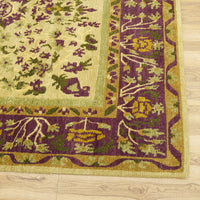 8x10-ft Hand-Knotted Wool Area Rug, Vintage Camel/Aubergine Sarouk Pattern