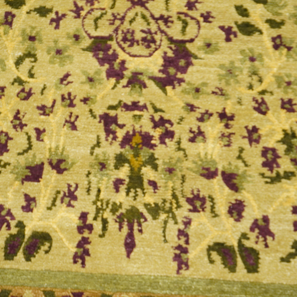 8x10-ft Hand-Knotted Wool Area Rug, Vintage Camel/Aubergine Sarouk Pattern
