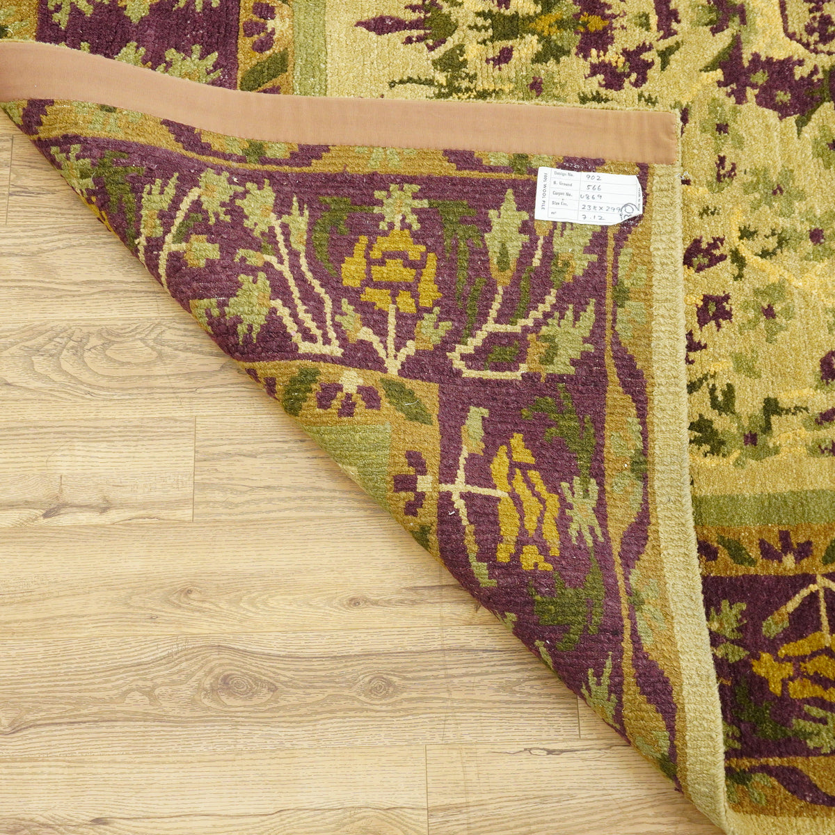 8x10-ft Hand-Knotted Wool Area Rug, Vintage Camel/Aubergine Sarouk Pattern
