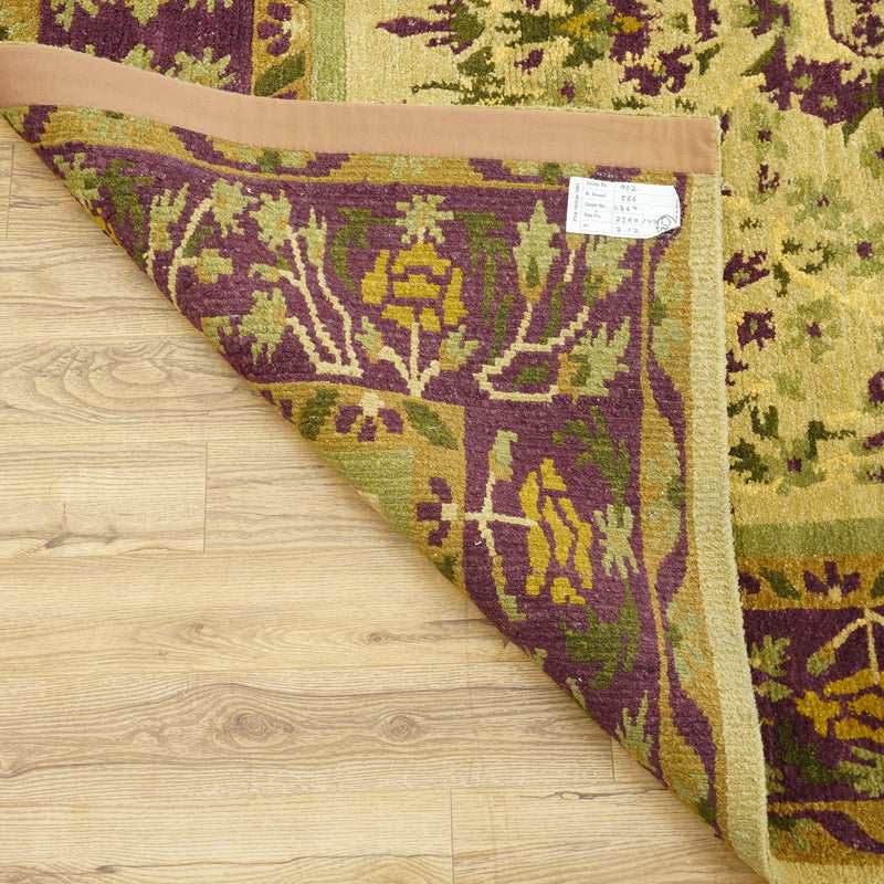 8x10-ft Hand-Knotted Wool Area Rug, Vintage Camel/Aubergine Sarouk Pattern