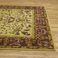 8x10-ft Hand-Knotted Wool Area Rug, Vintage Camel/Aubergine Sarouk Pattern