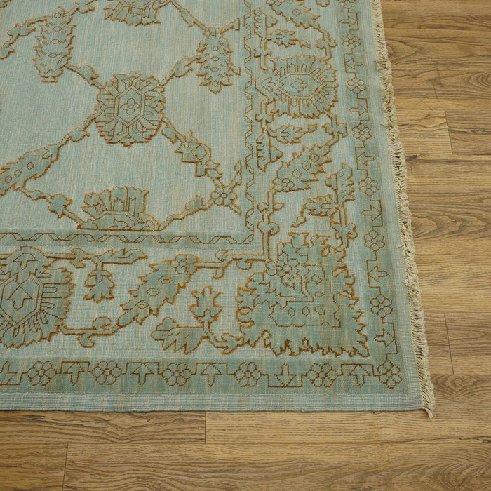 8x10-ft Wool and Silk Blend Area Rug, Due Process Stable Trading Dhurrie Impression Caramel DHUIMPRCA00003050