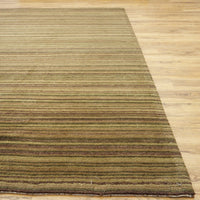 8×10-ft Wool Area Rug in Brown & Green Stripe – 28, 2-0039191