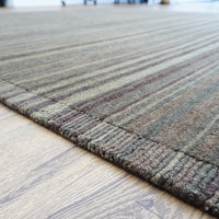 8×10-ft Wool Area Rug in Brown & Green Stripe – 28, 2-0039191