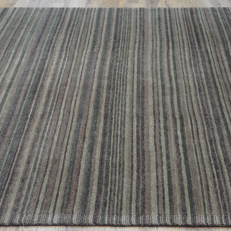 8×10-ft Wool Area Rug in Brown & Green Stripe – 28, 2-0039191