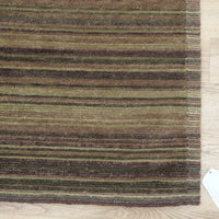 8×10-ft Wool Area Rug in Brown & Green Stripe – 28, 2-0039191