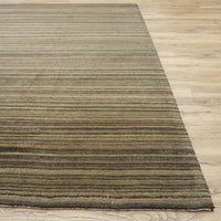 8×10-ft Wool Area Rug in Brown & Green Stripe – 28, 2-0039191