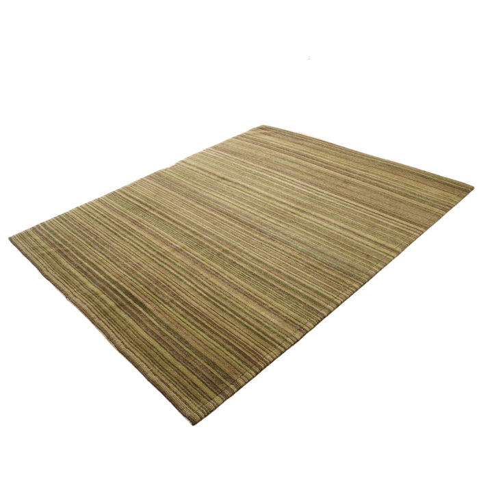 8×10-ft Wool Area Rug in Brown & Green Stripe – 28, 2-0039191