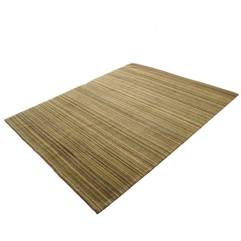 8×10-ft Wool Area Rug in Brown & Green Stripe – 28, 2-0039191