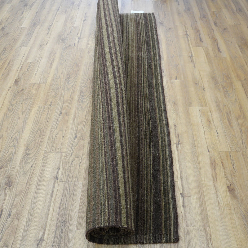 8×10-ft Wool Area Rug in Brown & Green Stripe – 28, 2-0039191