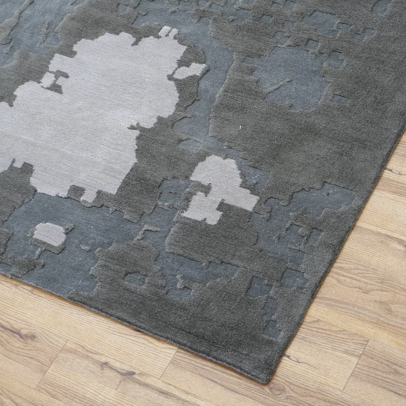 8×10-ft Wool Area Rug in Grey Abstract Pattern, 31