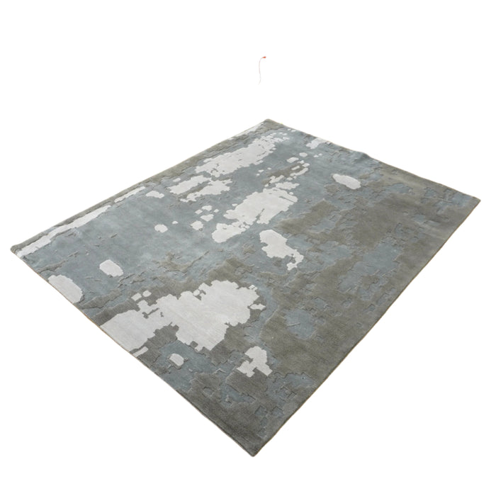 8×10-ft Wool Area Rug in Grey Abstract Pattern, 31