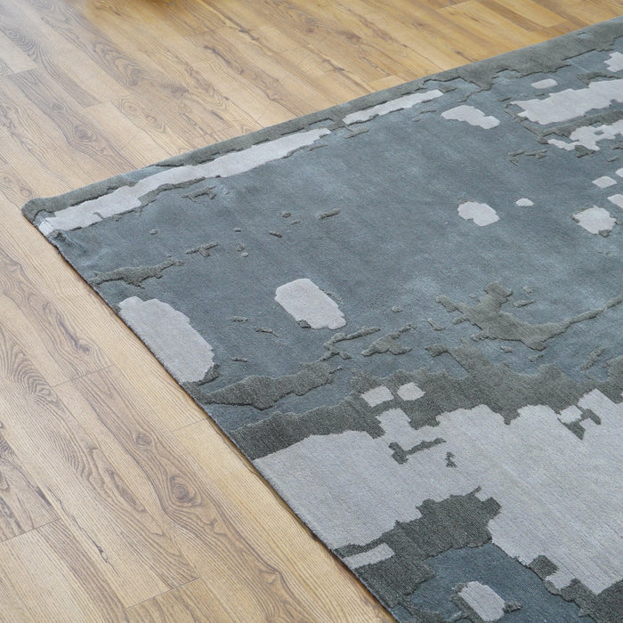 8×10-ft Wool Area Rug in Grey Abstract Pattern, 31